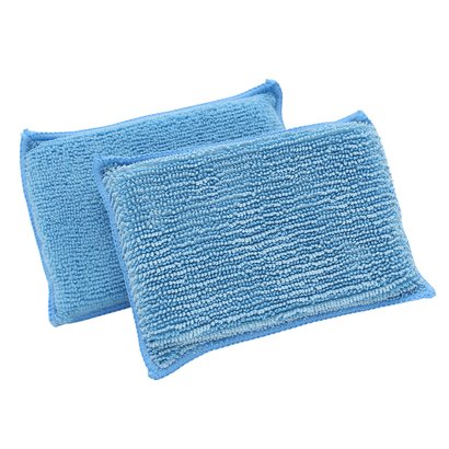Eponge microfibre bi-faces bleue