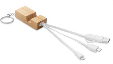 Porte clé support smartphone et câbles de chargement