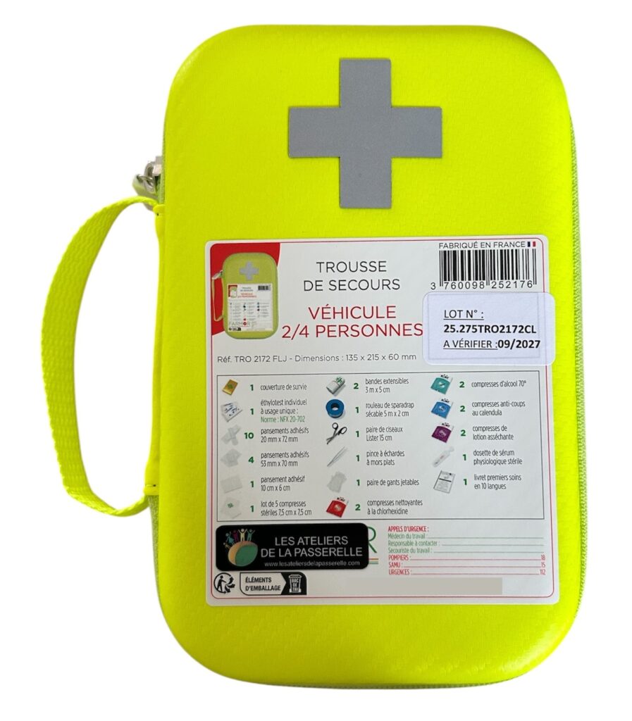 Trousse de secours Jaune - Véhicule - 4 Personnes