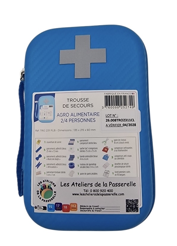 Trousse de secours Bleue - Agroalimentaire - 4 Personnes